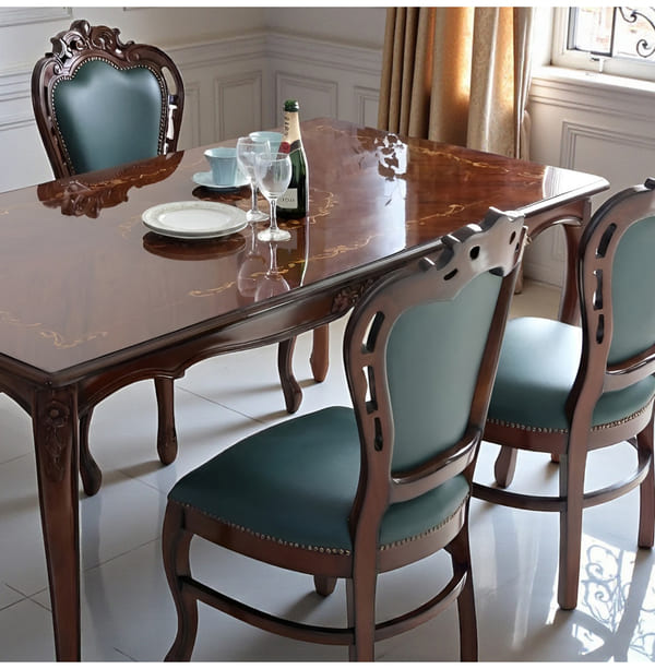 マリナカッシーリ ダイニングテーブル 165cm 猫脚 象嵌 食卓テーブル 木製 輸入家具-8