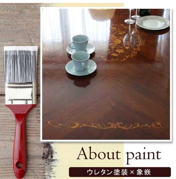 マリナカッシーリ ダイニングテーブル 165cm 猫脚 象嵌 食卓テーブル 木製 輸入家具-6