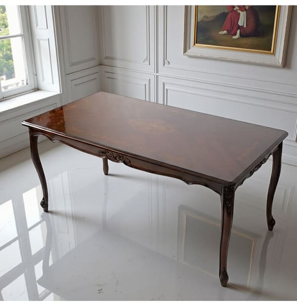 マリナカッシーリ ダイニングテーブル 165cm 猫脚 象嵌 食卓テーブル 木製 輸入家具-5