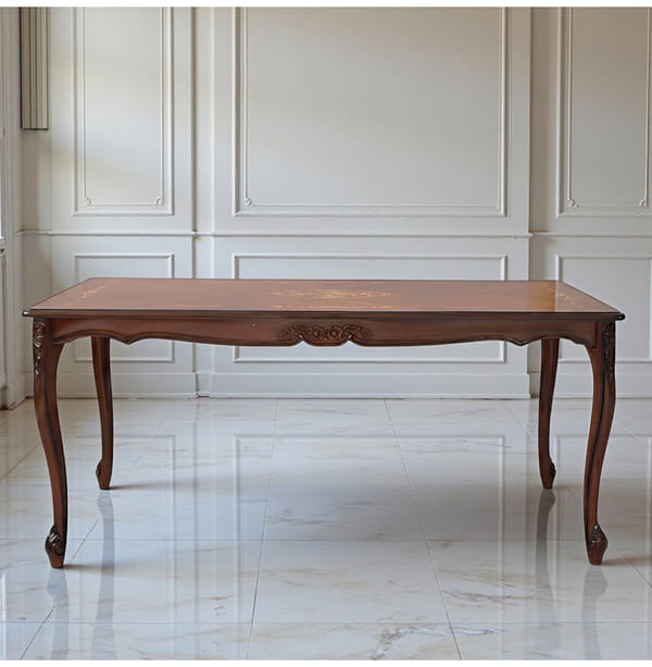 マリナカッシーリ ダイニングテーブル 165cm 猫脚 象嵌 食卓テーブル 木製 輸入家具-7