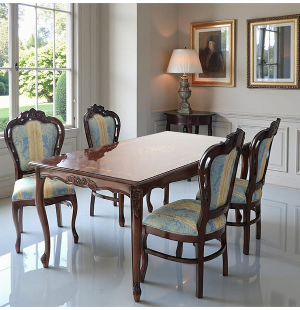 マリナカッシーリ ダイニングテーブル 165cm 猫脚 象嵌 食卓テーブル 木製 輸入家具-9