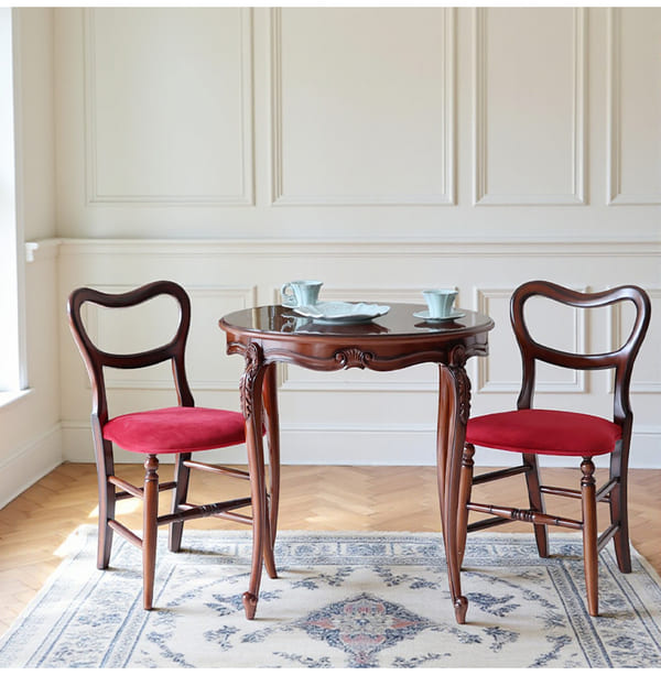 マリナカッシーリ 英国調 ダイニングセット3P（ベロアレッド） 2人掛け 2人用-1