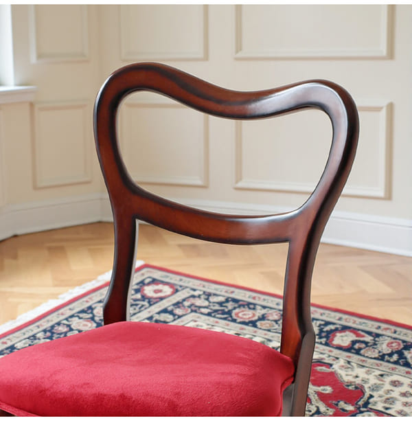 マリナカッシーリ 英国調 ダイニングセット3P（ベロアレッド） 2人掛け 2人用-5