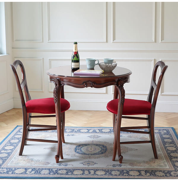 マリナカッシーリ 英国調 ダイニングセット3P（ベロアレッド） 2人掛け 2人用-8