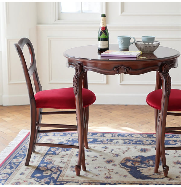 マリナカッシーリ 英国調 ダイニングセット3P（ベロアレッド） 2人掛け 2人用-14