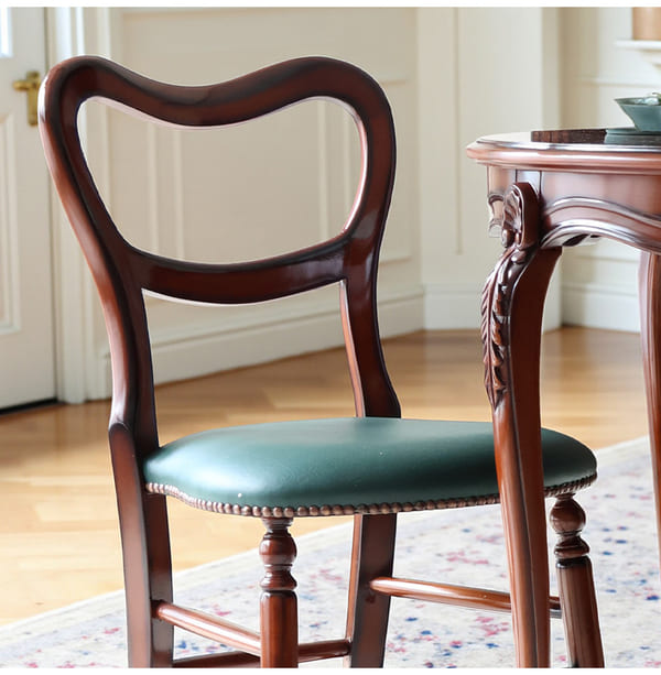 マリナカッシーリ 英国調 ダイニングセット3P（グリーンレザー） 2人掛け 2人用-5