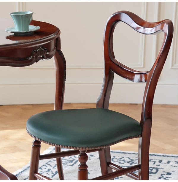 マリナカッシーリ 英国調 ダイニングセット3P（グリーンレザー） 2人掛け 2人用-6