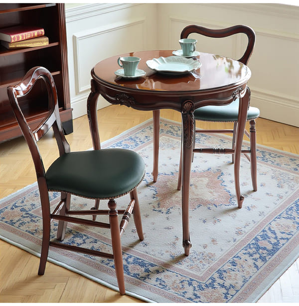 マリナカッシーリ 英国調 ダイニングセット3P（グリーンレザー） 2人掛け 2人用-12