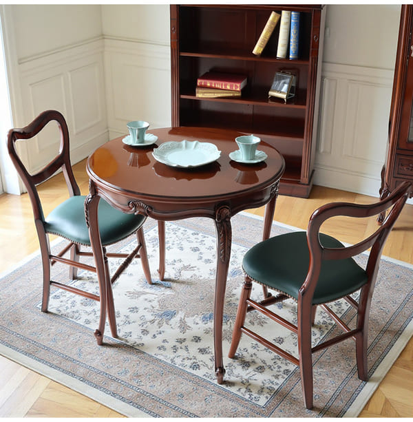 マリナカッシーリ 英国調 ダイニングセット3P（グリーンレザー） 2人掛け 2人用-13