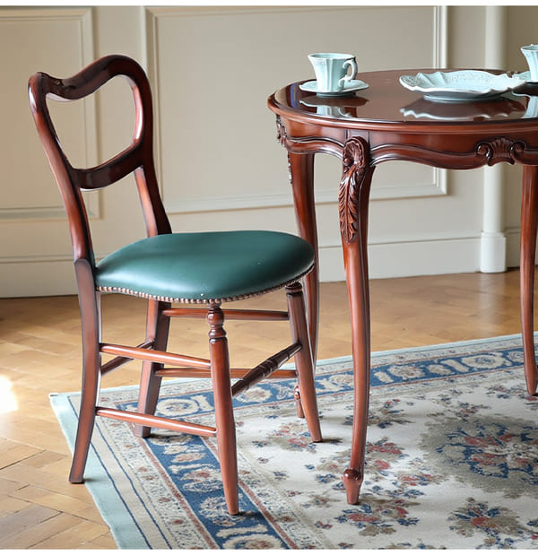 マリナカッシーリ 英国調 ダイニングセット3P（グリーンレザー） 2人掛け 2人用-14