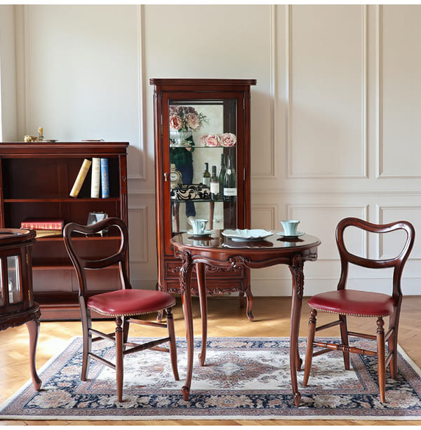 マリナカッシーリ 英国調 ダイニングセット3P（レッド） 2人掛け 2人用-1