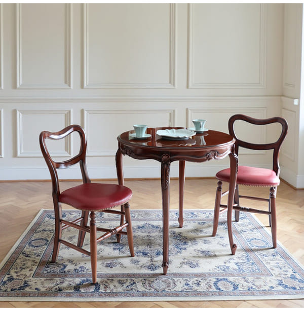 マリナカッシーリ 英国調 ダイニングセット3P（レッド） 2人掛け 2人用-6