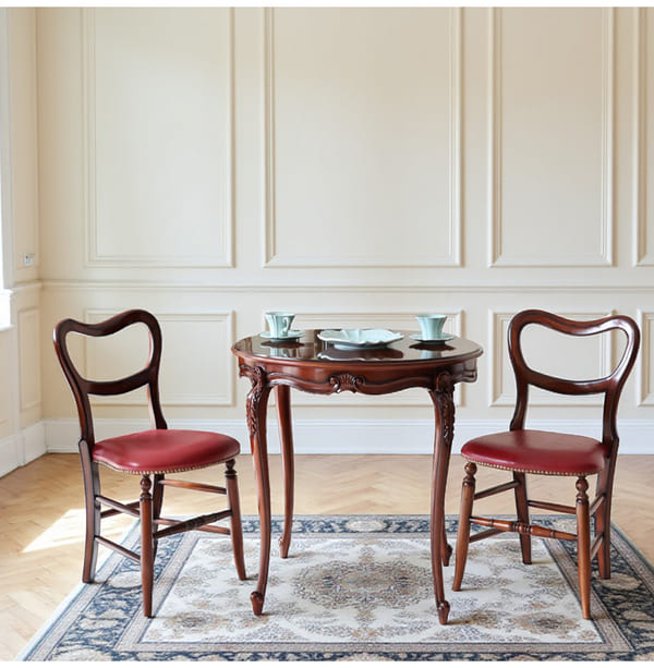 マリナカッシーリ 英国調 ダイニングセット3P（レッド） 2人掛け 2人用-7