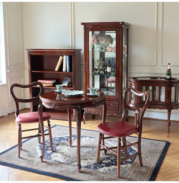 マリナカッシーリ 英国調 ダイニングセット3P（レッド） 2人掛け 2人用-9