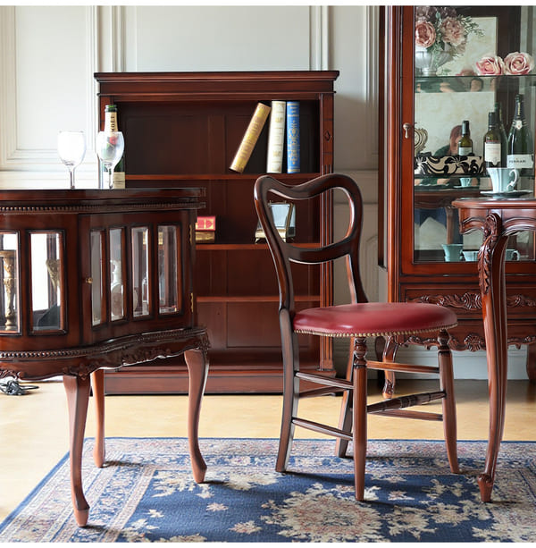 マリナカッシーリ 英国調 ダイニングセット3P（レッド） 2人掛け 2人用-10