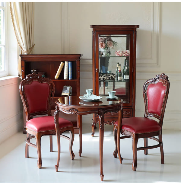 マリナカッシーリ ヨーロピアン ダイニングセット3P（レッド） 2人掛け 2人用-1