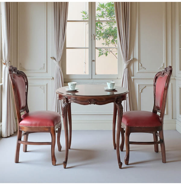 マリナカッシーリ ヨーロピアン ダイニングセット3P（レッド） 2人掛け 2人用-8