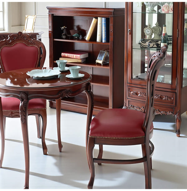 マリナカッシーリ ヨーロピアン ダイニングセット3P（レッド） 2人掛け 2人用-9