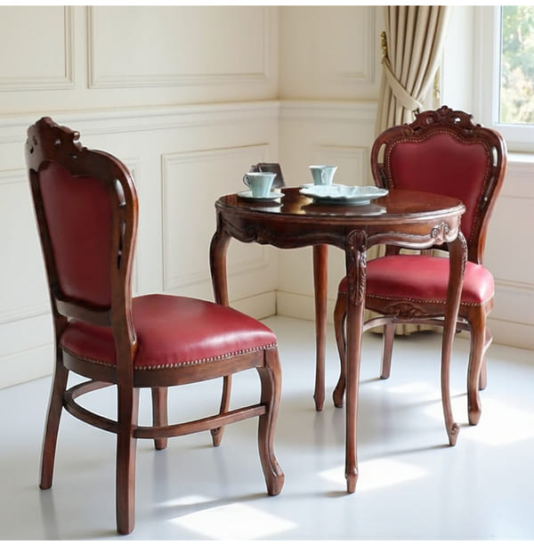 マリナカッシーリ ヨーロピアン ダイニングセット3P（レッド） 2人掛け 2人用-13