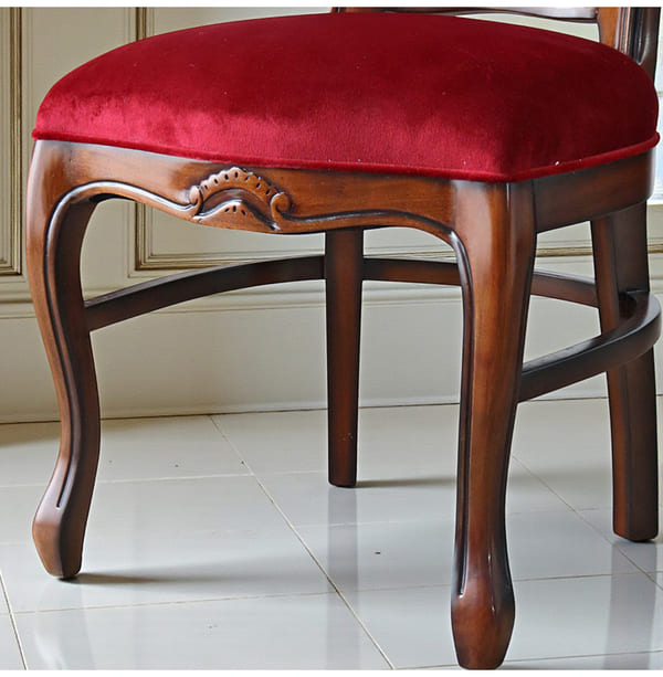 マリナカッシーリ ヨーロピアン ダイニングセット3P（ベロアレッド） 2人掛け 2人用-6