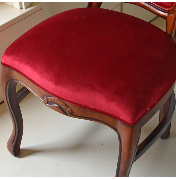 マリナカッシーリ ヨーロピアン ダイニングセット3P（ベロアレッド） 2人掛け 2人用-7