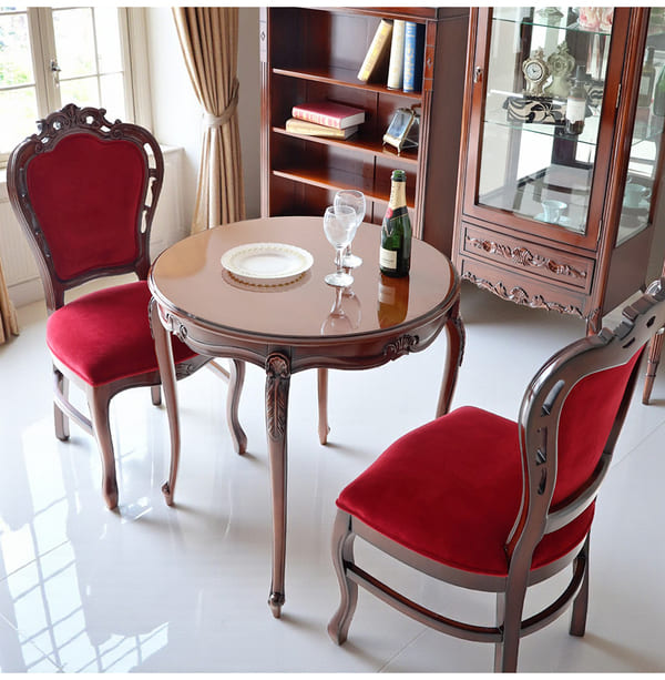 マリナカッシーリ ヨーロピアン ダイニングセット3P（ベロアレッド） 2人掛け 2人用-13