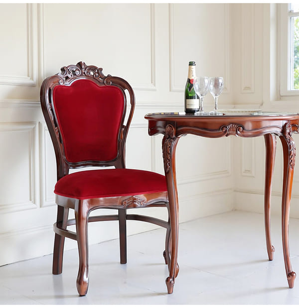 マリナカッシーリ ヨーロピアン ダイニングセット3P（ベロアレッド） 2人掛け 2人用-14