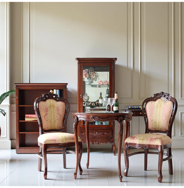 マリナカッシーリ ヨーロピアン ダイニングセット3P（ピンクストライプ） 2人掛け 2人用-1