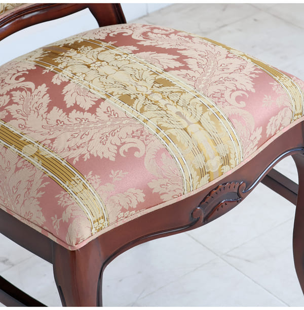 マリナカッシーリ ヨーロピアン ダイニングセット3P（ピンクストライプ） 2人掛け 2人用-7