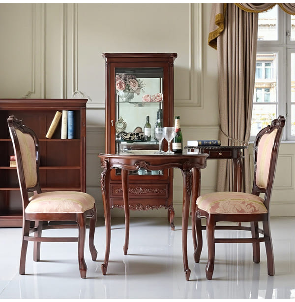 マリナカッシーリ ヨーロピアン ダイニングセット3P（ピンクストライプ） 2人掛け 2人用-8