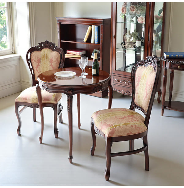 マリナカッシーリ ヨーロピアン ダイニングセット3P（ピンクストライプ） 2人掛け 2人用-11