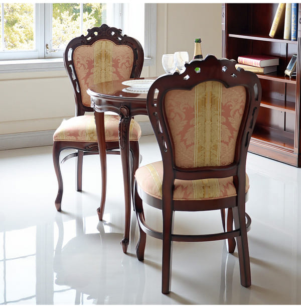 マリナカッシーリ ヨーロピアン ダイニングセット3P（ピンクストライプ） 2人掛け 2人用-12