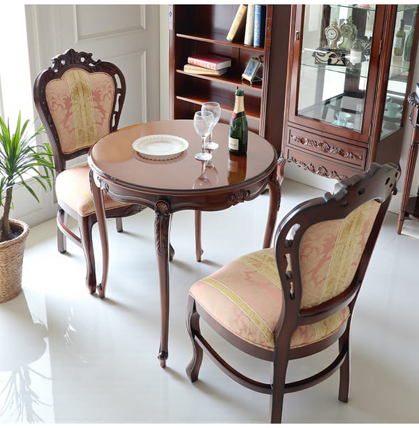 マリナカッシーリ ヨーロピアン ダイニングセット3P（ピンクストライプ） 2人掛け 2人用-13