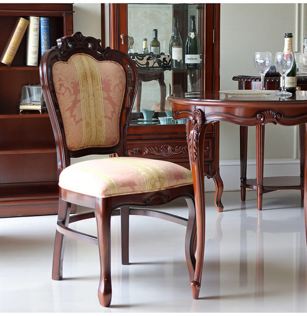 マリナカッシーリ ヨーロピアン ダイニングセット3P（ピンクストライプ） 2人掛け 2人用-14