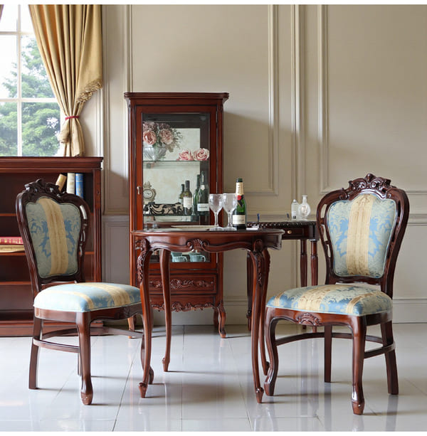 マリナカッシーリ ヨーロピアン ダイニングセット3P（ブルーストライプ） 2人掛け 2人用-1