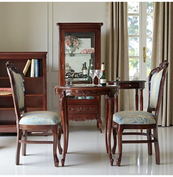 マリナカッシーリ ヨーロピアン ダイニングセット3P（ブルーストライプ） 2人掛け 2人用-8