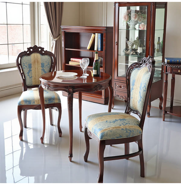 マリナカッシーリ ヨーロピアン ダイニングセット3P（ブルーストライプ） 2人掛け 2人用-9