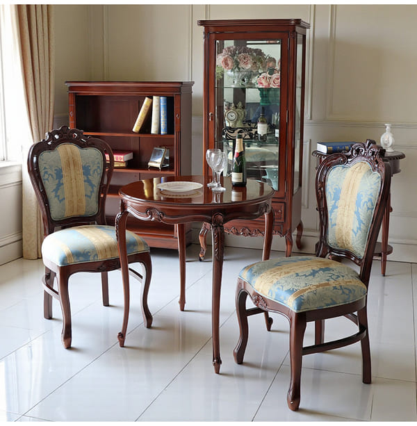 マリナカッシーリ ヨーロピアン ダイニングセット3P（ブルーストライプ） 2人掛け 2人用-11