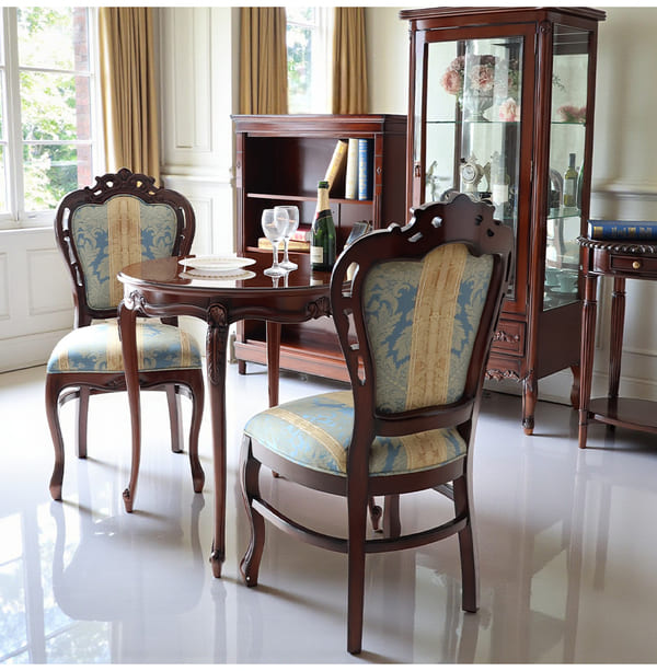 マリナカッシーリ ヨーロピアン ダイニングセット3P（ブルーストライプ） 2人掛け 2人用-12