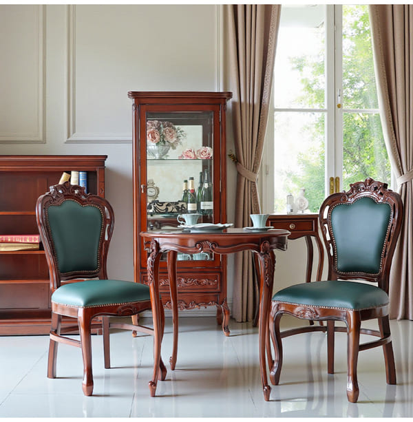 マリナカッシーリ ヨーロピアン ダイニングセット3P（グリーンレザー） 2人掛け 2人用-1