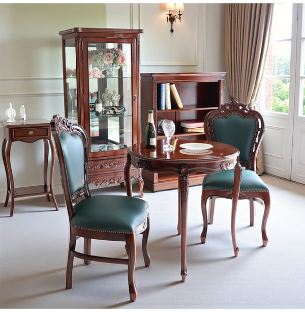 マリナカッシーリ ヨーロピアン ダイニングセット3P（グリーンレザー） 2人掛け 2人用-9