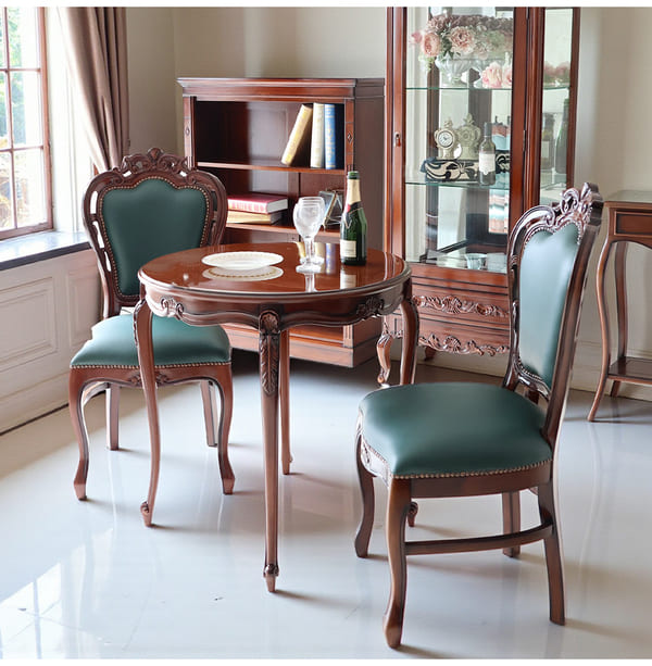 マリナカッシーリ ヨーロピアン ダイニングセット3P（グリーンレザー） 2人掛け 2人用-11