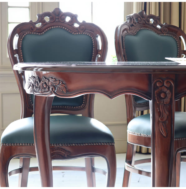 マリナカッシーリ ヨーロピアン オーバルダイニングセット5P（レッド） 4人掛け 4人用-3