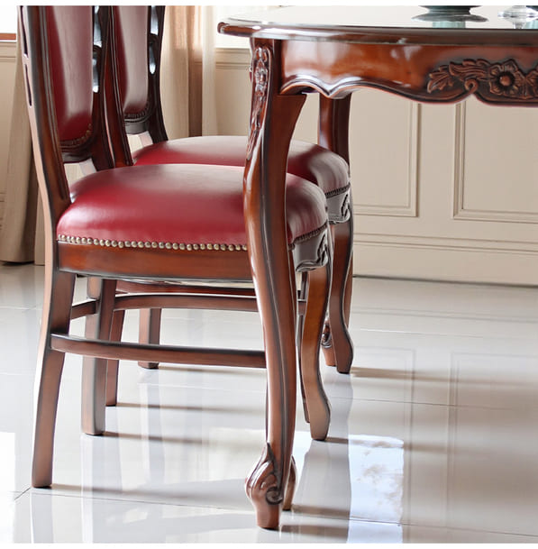 マリナカッシーリ ヨーロピアン オーバルダイニングセット5P（レッド） 4人掛け 4人用-4