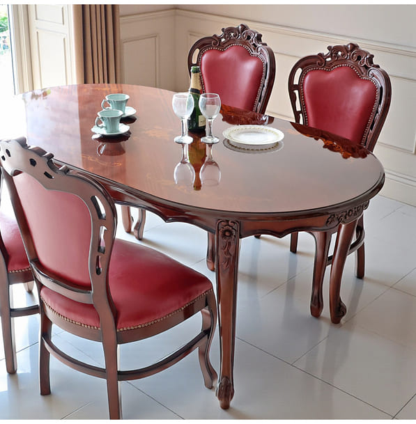 マリナカッシーリ ヨーロピアン オーバルダイニングセット5P（レッド） 4人掛け 4人用-13