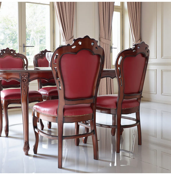 マリナカッシーリ ヨーロピアン オーバルダイニングセット5P（レッド） 4人掛け 4人用-14