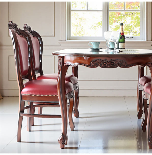 マリナカッシーリ ヨーロピアン オーバルダイニングセット5P（レッド） 4人掛け 4人用-15