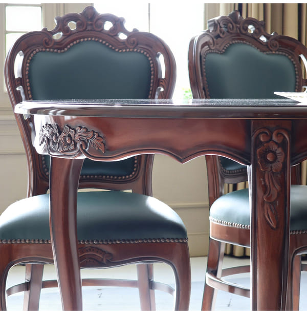 マリナカッシーリ ヨーロピアン オーバルダイニングセット5P（ベロアレッド） 4人掛け 4人用-3