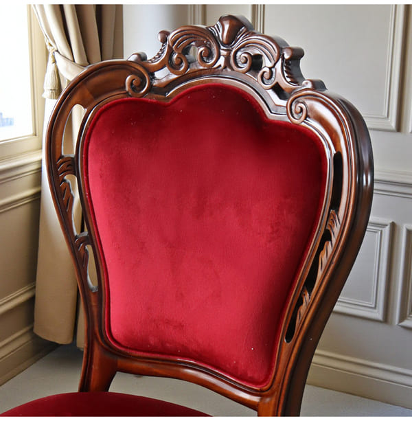 マリナカッシーリ ヨーロピアン オーバルダイニングセット5P（ベロアレッド） 4人掛け 4人用-6