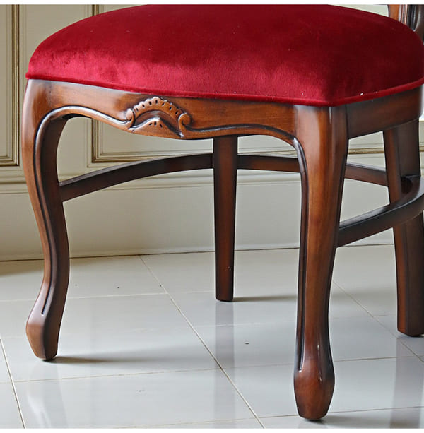 マリナカッシーリ ヨーロピアン オーバルダイニングセット5P（ベロアレッド） 4人掛け 4人用-7